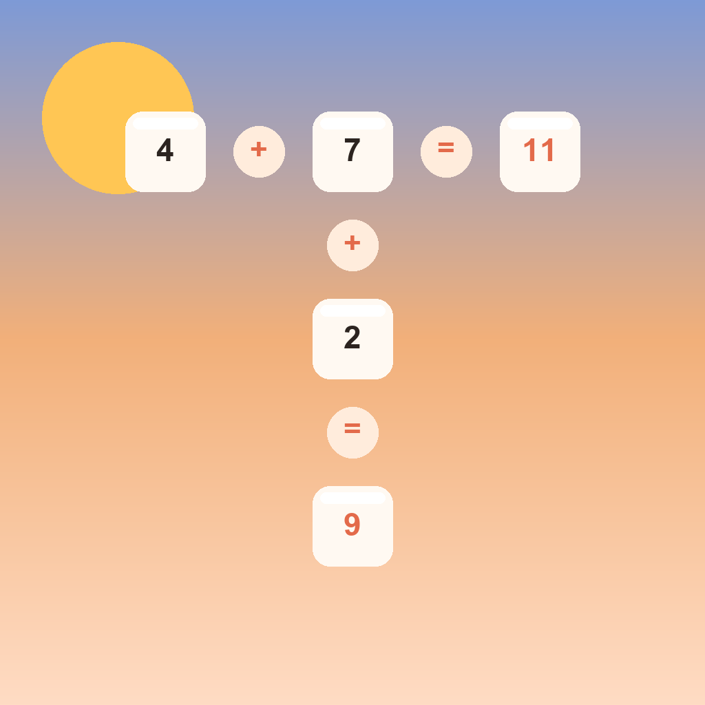 Numcross key art: a paper number tile on a dusk sky
